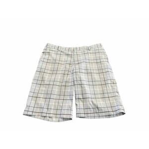 Nike Golf Mens White Gray Check Flat Front Performance Stretch Shorts Size 38